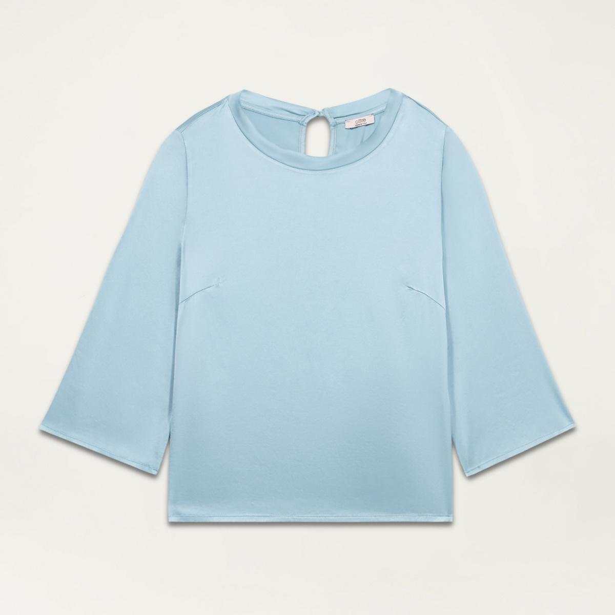 Oltre - Blusa de manga tres cuartos en raso - Light - blue