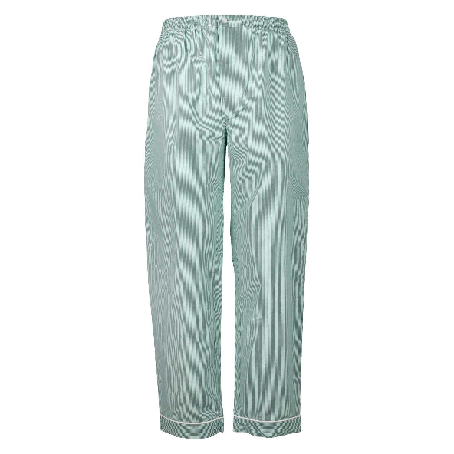 PANTALONE GRINO cotone riga verde e bianca