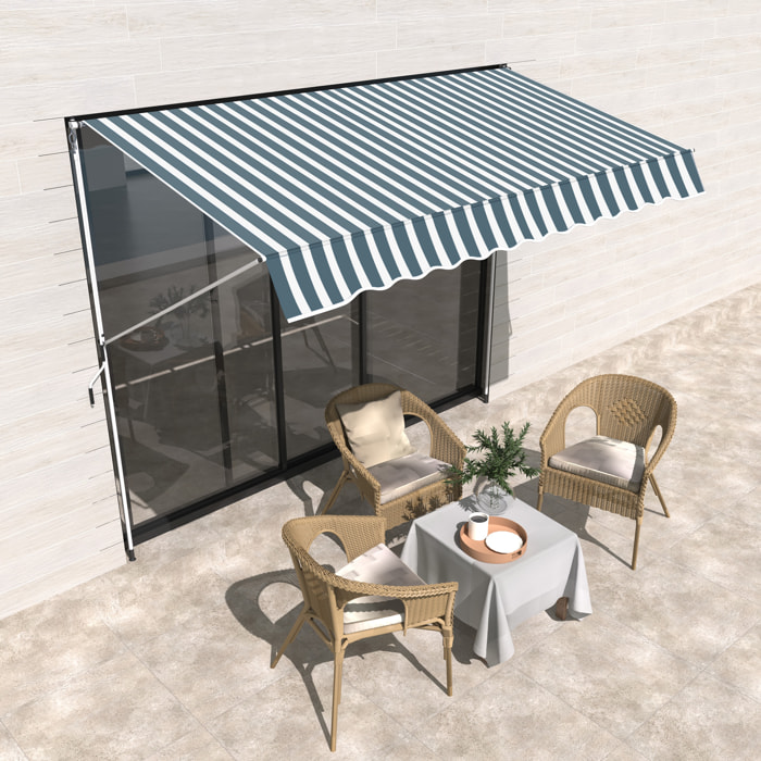 Toldo Manual Retráctil Exterior 300x150x170-280 cm Enrollable Manivela Verde