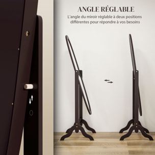 Miroir à pied ovale style shabby chic inclinaison réglable dim. 47L x 45l x 154H cm MDF chocolat