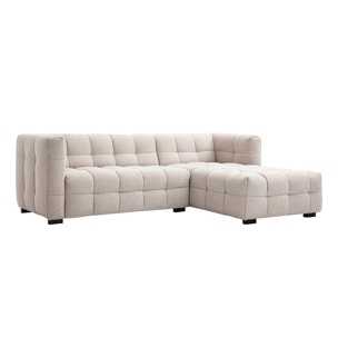 Canapé d'angle droit design 3 places en tissu effet velours texturé beige CORTO