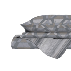 PARURE COPRIPIUMINO ATHENA, 100% Cotone, Made in Italy - BELEK GRIGIO