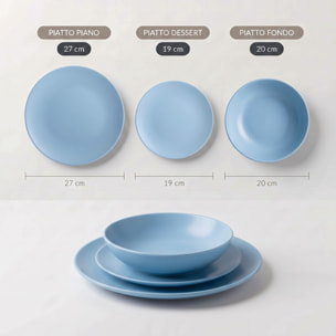 Servizio piatti 18 pezzi in ceramica - AZZURRO