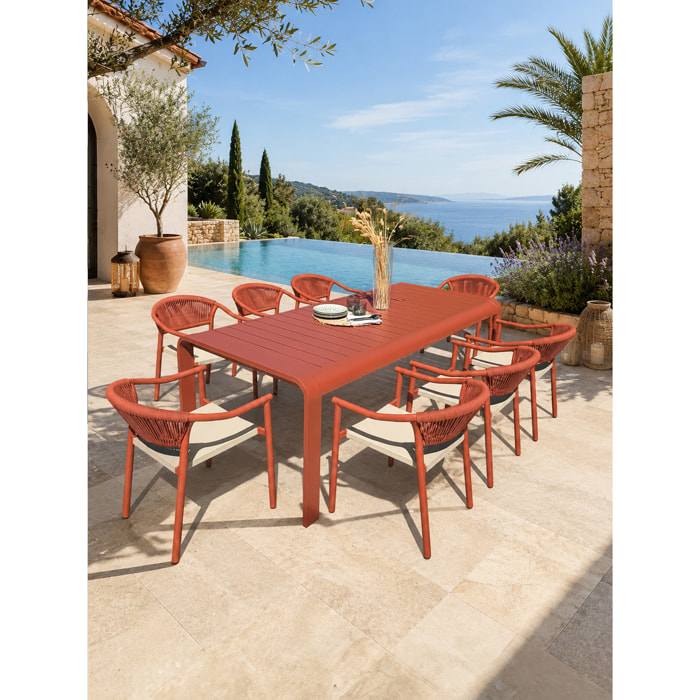 HANOI - Ensemble repas de jardin en aluminium 8 places