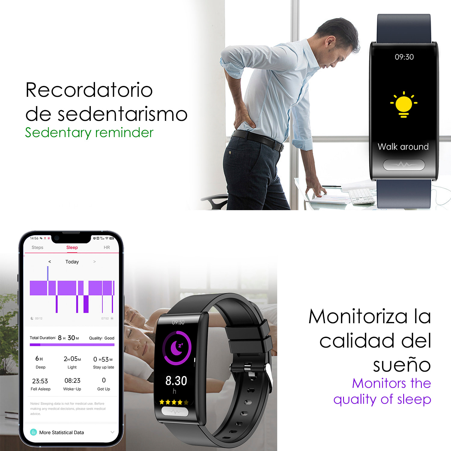 Bracciale intelligente ECG TK70, monitor della glicemia, dell'ossigeno e della tensione, frequenza cardiaca 24 ore su 24, termometro corporeo.