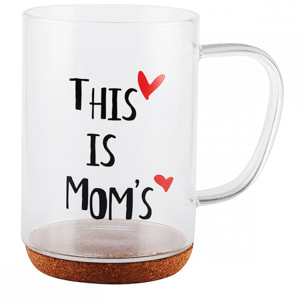 Mug en verre fond liege inscription mom