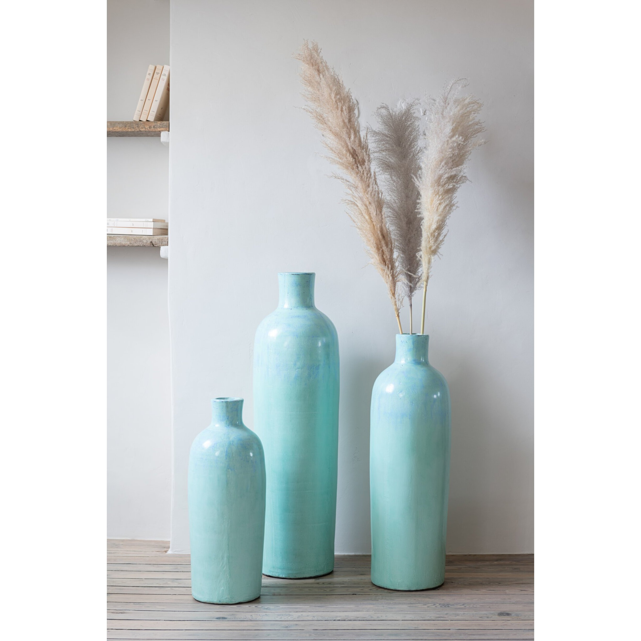 J-Line vase Justine - ciment - bleu - medium