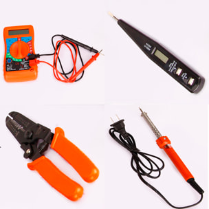 Juego de herramientas doméstico para electricista con maletín de transporte y 35 piezas.