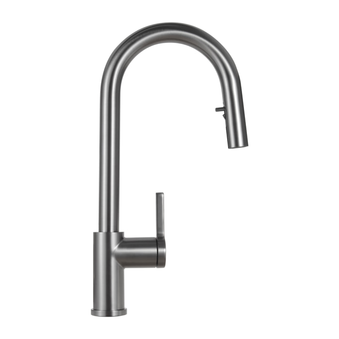 Timeless mitigeur d'évier à levier en acier inoxydable avec douchette extractible, monotrou, gun metal brossé (TMLKF285BGM)