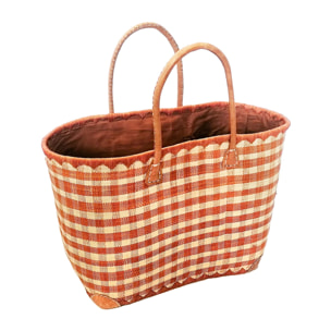 Panier artisanal de Madagascar - Carreaux GM Caramel avec pochon