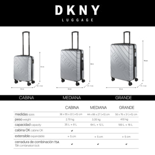 Juego De Maletas Rígidas Abs Dkny Side Tracked Plata