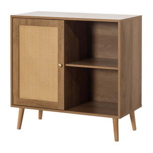 Goto - buffet haut - effet bois et cannage - 2 niches et 1 porte - 80 cm - Bois