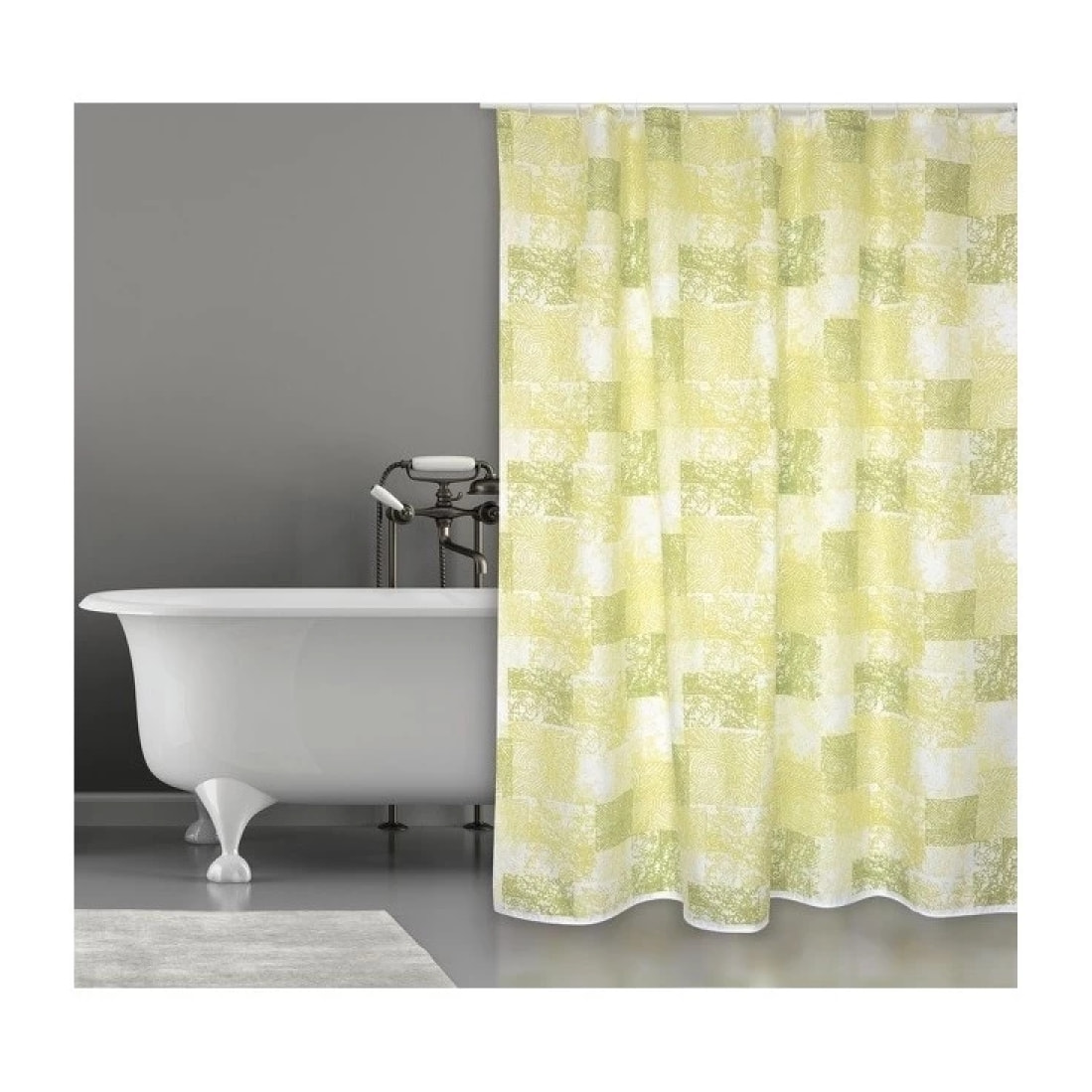 Rideau de douche Polyester JAVA CADIX 180x200cm QUALITE PREMIUM Vert - Anneaux inclus MSV