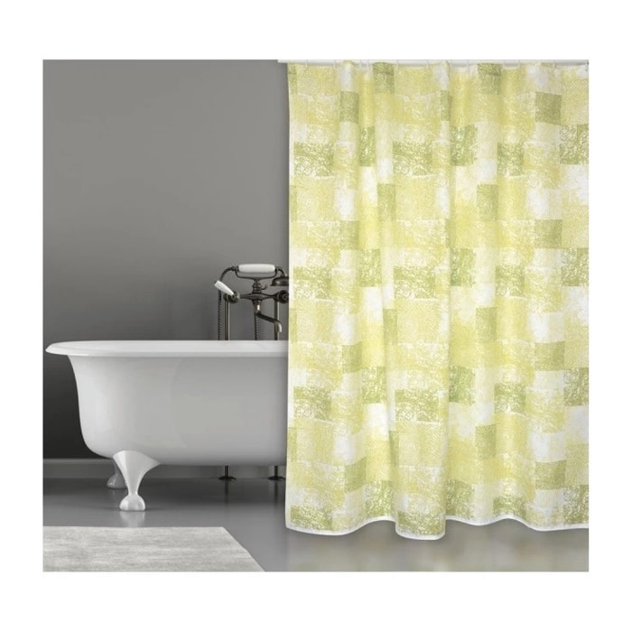 Rideau de douche Polyester JAVA CADIX 180x200cm QUALITE PREMIUM Vert - Anneaux inclus MSV