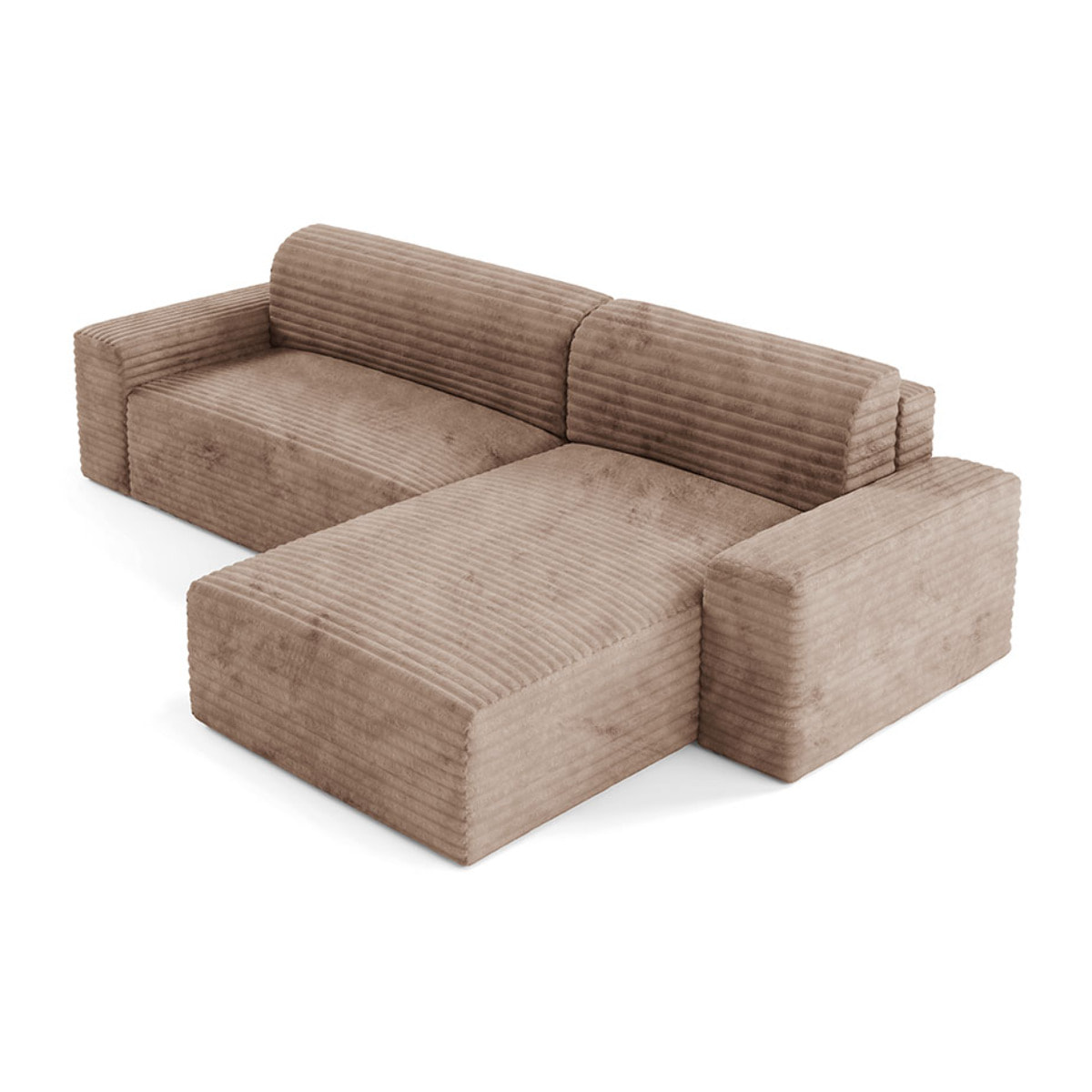 EDEN - Canapé d'angle convertible et réversible 4 places en côtelé taupe