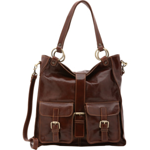 Borsa a spalla da donna - Modello False - Vera pelle - 38.0 x 37.0 x 10.0 cm