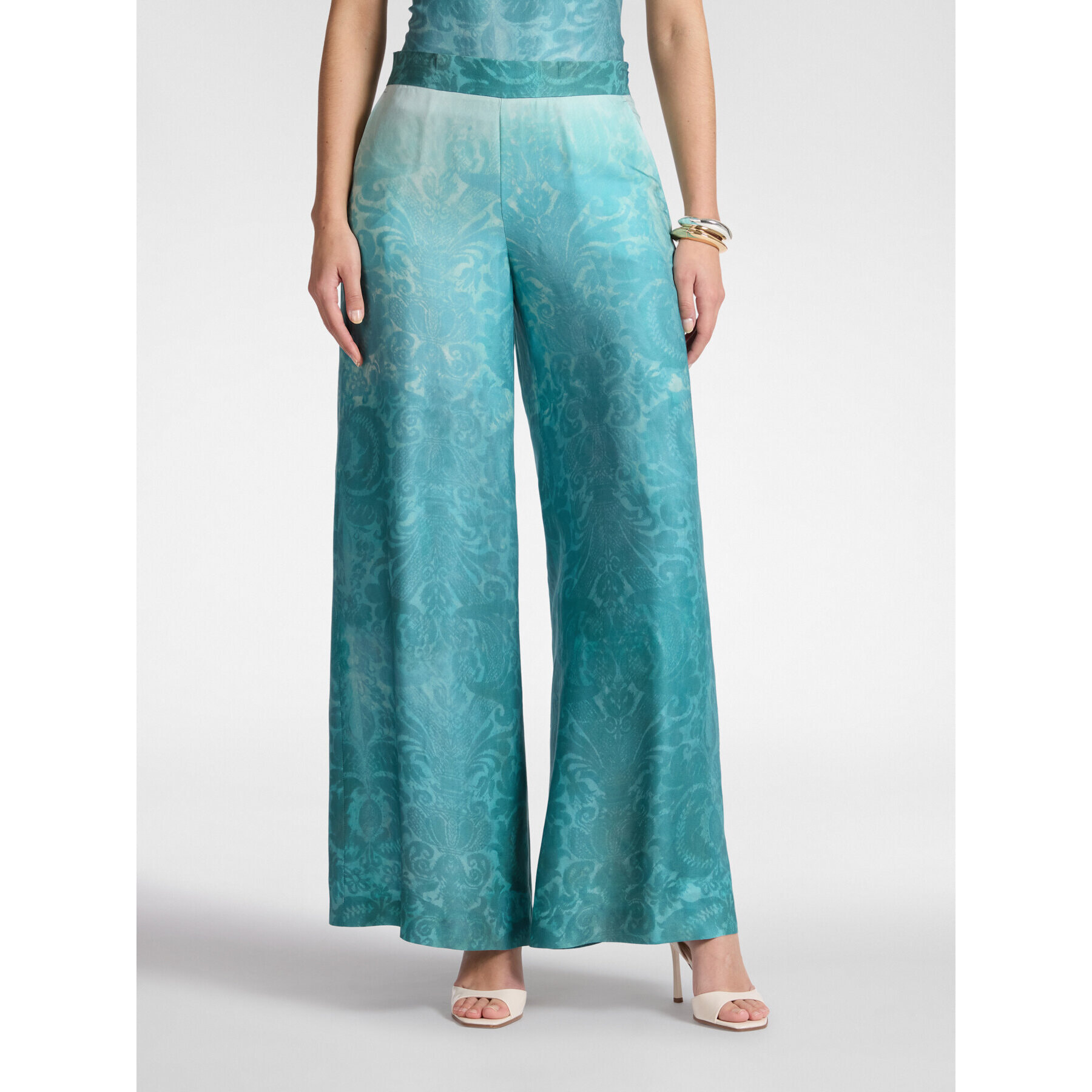 Elena Mirò - Pantaloni palazzo stampati - Azzurro