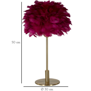 LAMPADA DA TAVOLO BALL FEATHER BORDEAUX CM Ø 30X50