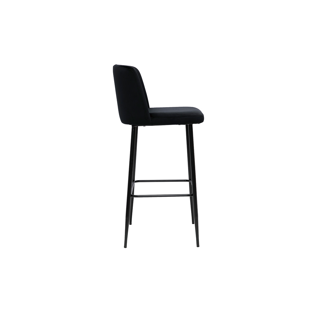 Tabouret de bar fixe velours noir et pied métal noir H78 MONTI