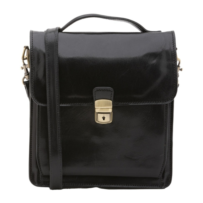 Borsa a tracolla uomo in vera pelle - Modello False - Made in Italy - 26.0 x 23.5 x 9.0 cm