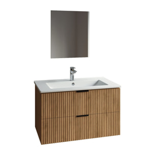 Meuble salle de bain simple vasque 60cm bois MDF ondulé
