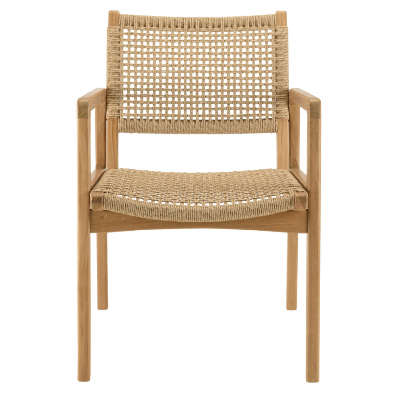 VALERIA - Lot de 2 fauteuils jardin teck naturel rotin synthétique beige