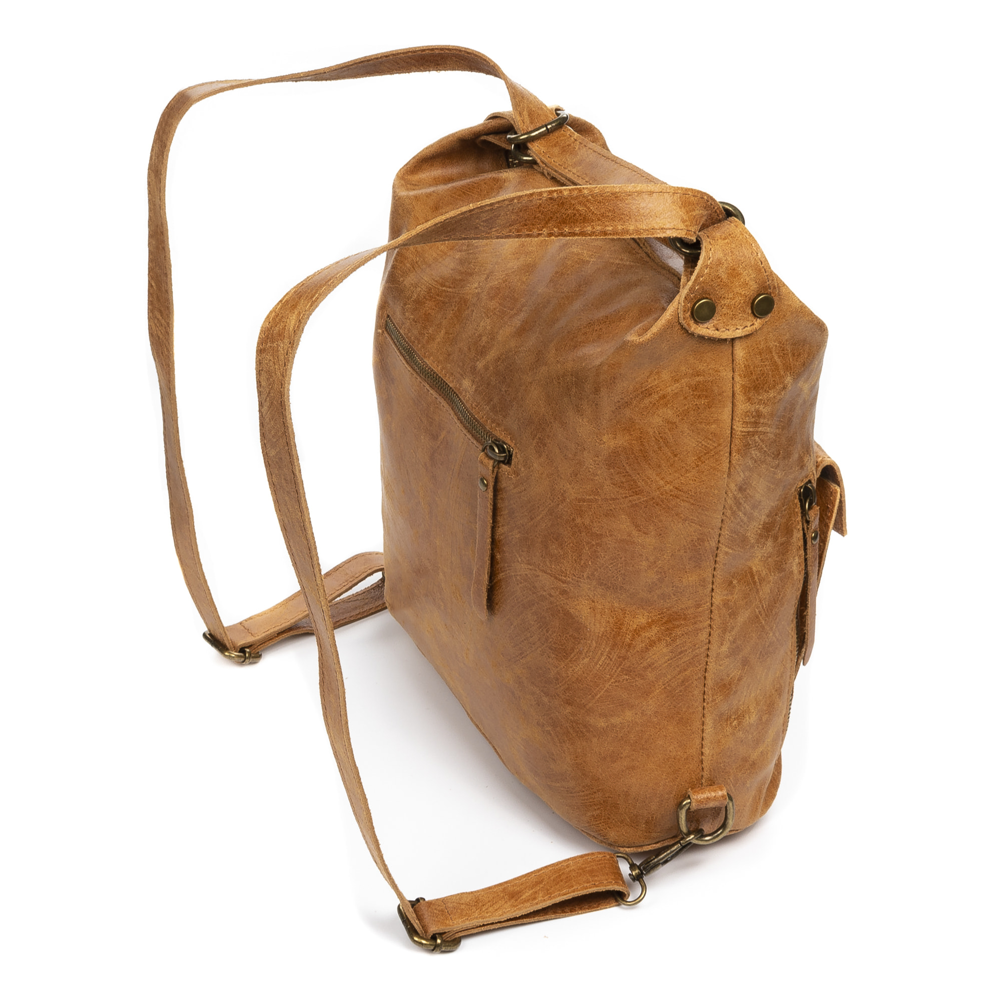 FIRENZE ARTEGIANI Borsa Zaino Donna Irene. Vera Pelle Scamosciata Stone Washed Made in Italy 31x13x32 Cm. Colore: pelle chiara