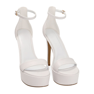 Sandalias blancas con plataforma, tacón de 13 cm
