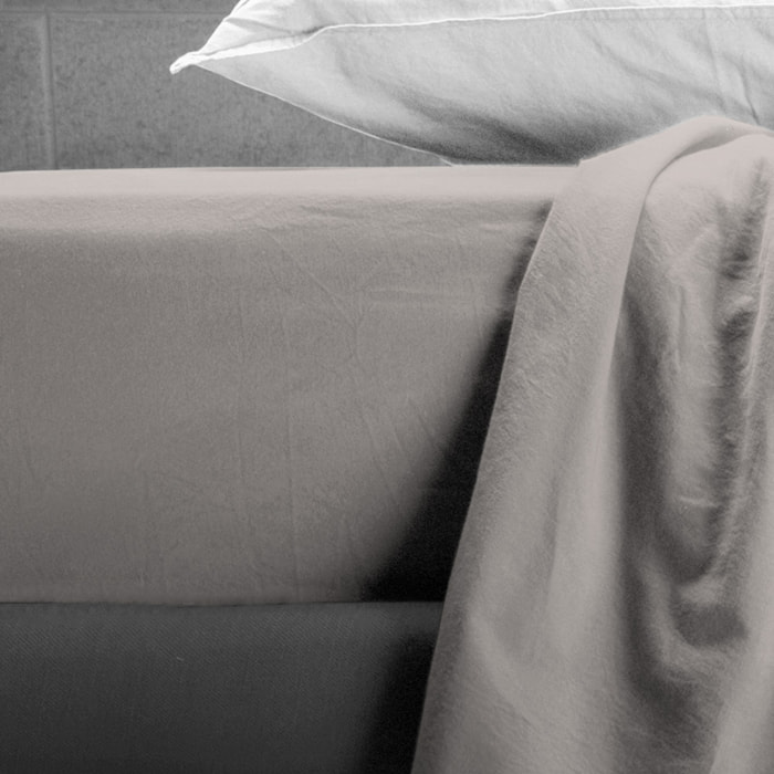 UNO CASA DESIGN Lenzuolo con Angoli Beatriz in 100% Cotone No-Stiro Tinta Unita_Singolo_naturale