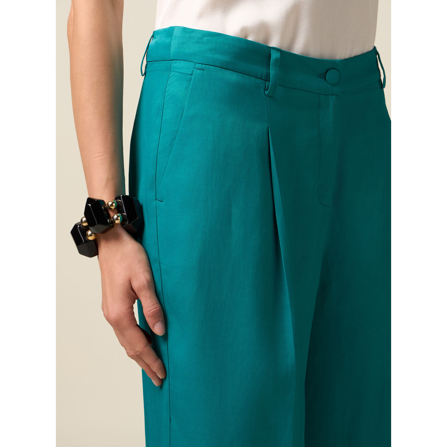 Oltre - Pantaloni palazzo misto lino - Ottanio