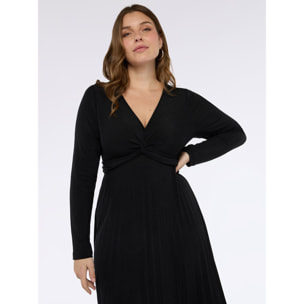 Fiorella Rubino - Vestito lungo DREAM in jersey lurex con gonna plisse - Nero