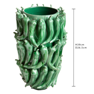 Vaso con peperoncini - Pezzi 1 - Verde - 26,5XH39X25cm - Bianchi Dino