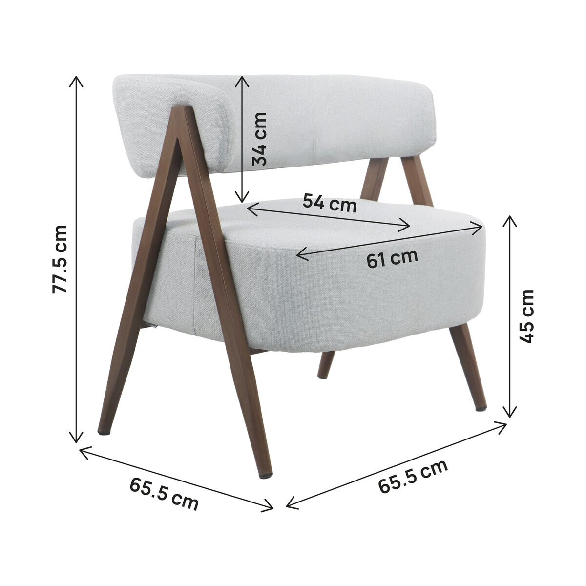 Fauteuil avec structure imitation bois "Astra" - Gris clair