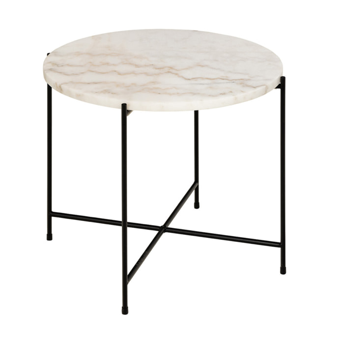 Ezaro - table basse - 52 cm - plateau en marbre - pieds en acier - Blanc