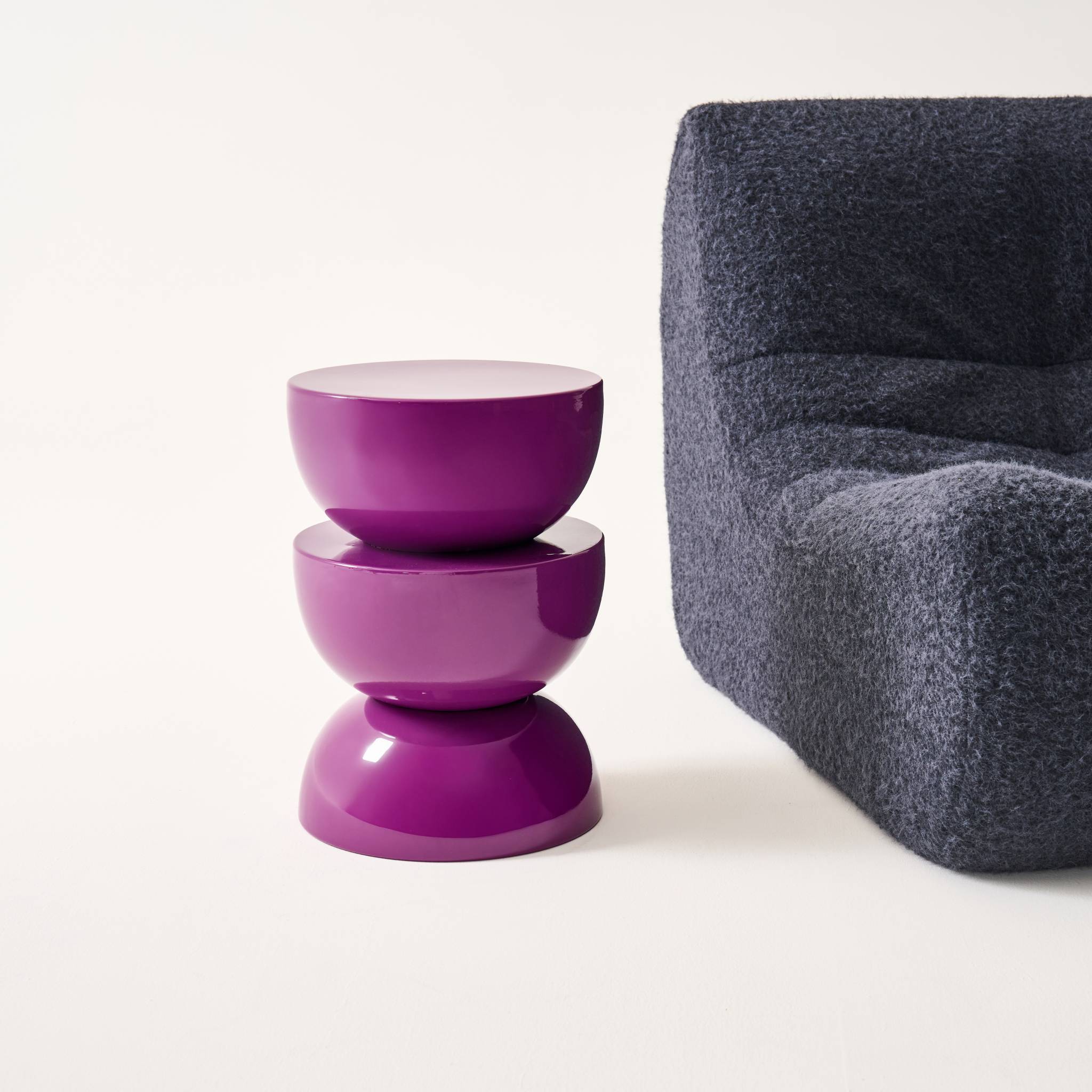 Table d'appoint, bout de canapé, table de chevet métal effet glossy Ø32 x H46,5cm COUMBA