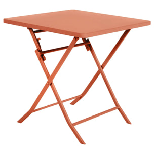 Table de jardin pliante carrée "Greensboro" ambre 2 places en acier traité époxy