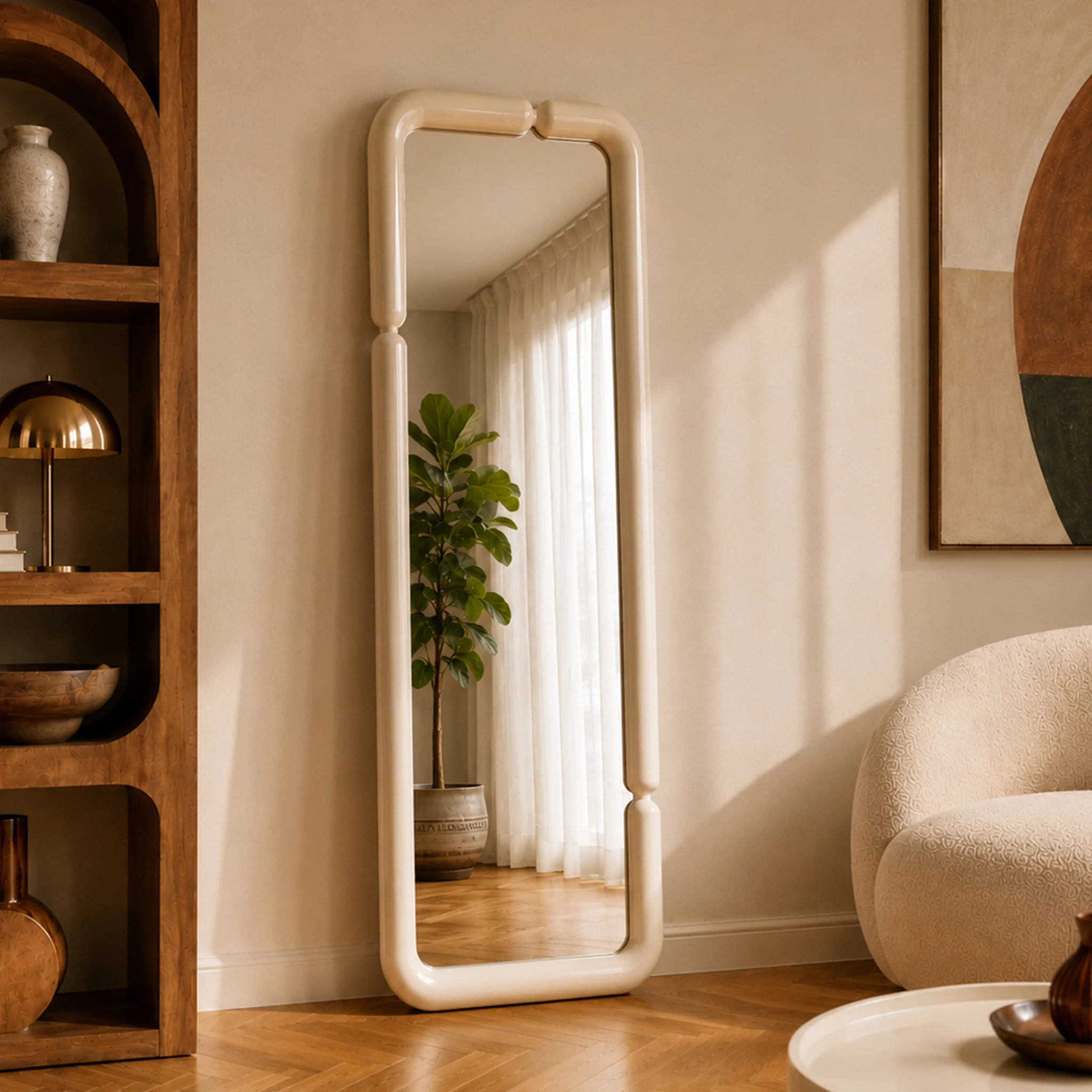 Miroir rectangulaire laqué blanc 160 x 60 cm - Silk