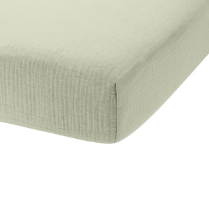 Drap housse - bonnet:30cm - 100% gaze de coton vert d'eau