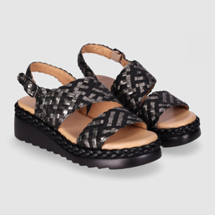 Sandalias de Piel - Negro - Tacón: 5 cm