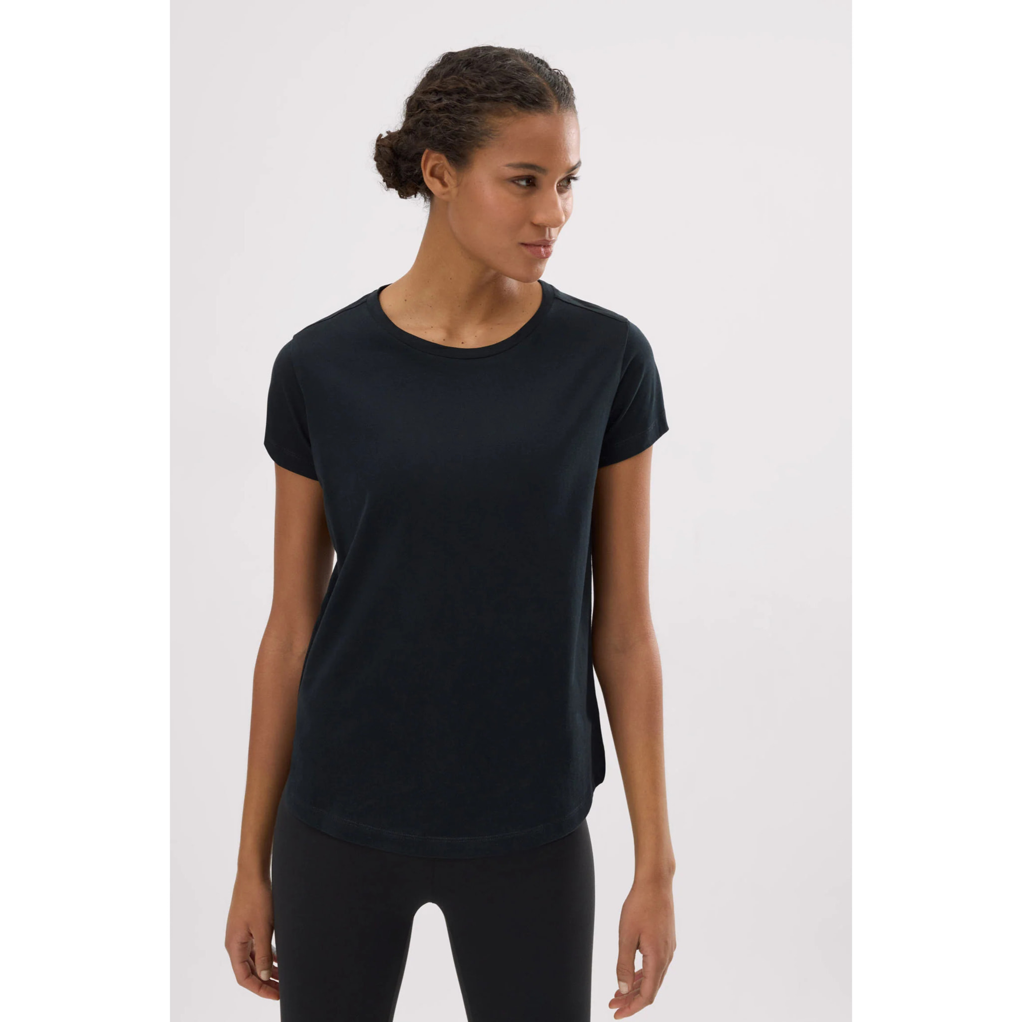 T-shirt basico in cotone stile sportivo nero
