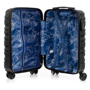 Juego de 3 maletas Trolley, en material ligero ABS de alta resistencia. Cerradura numérica y 4 ruedas giratorias 360° extraibles en la maleta grande.