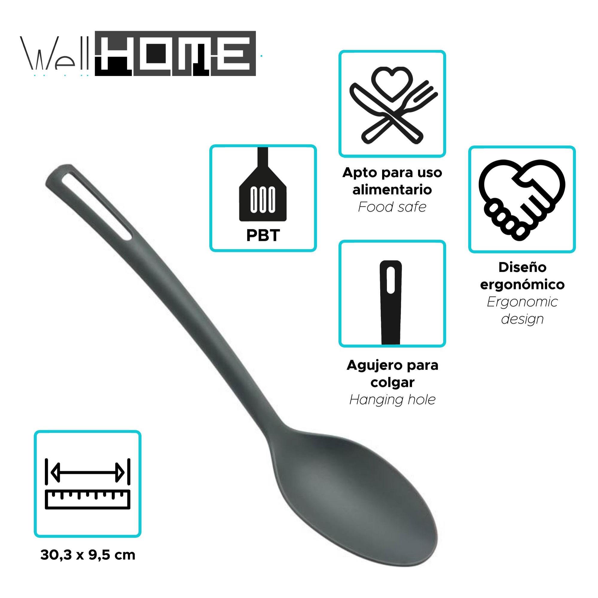 set de 3 sartenes ø16ø20ø24cm de aluminio prensado en negro + 6 utensilios de cocina en pbt color negro