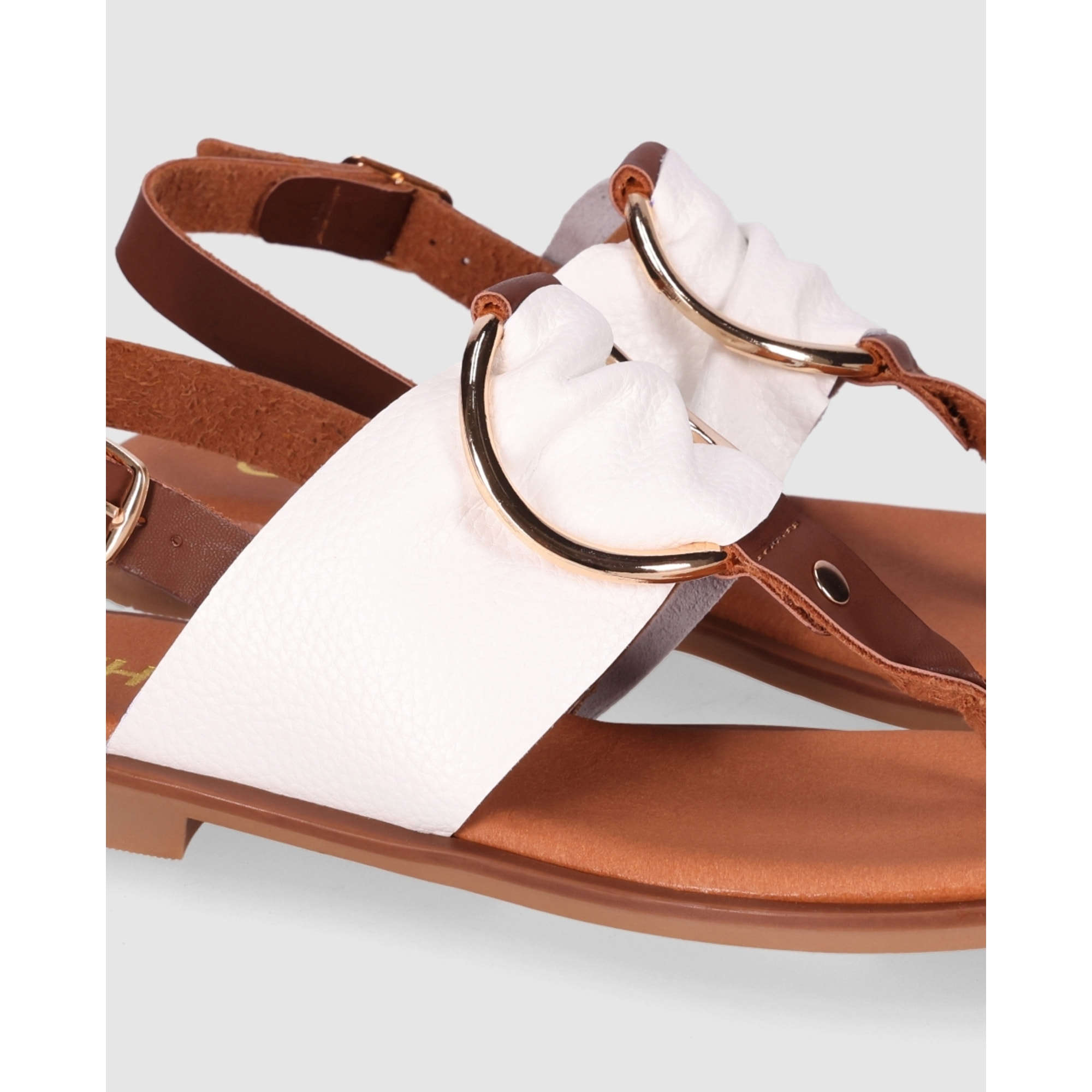 Sandalias de Piel - Blanco - Tacón: 1 cm