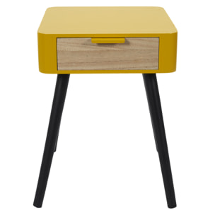 Chevet 1 Tiroir En Bois Jaune Moutarde