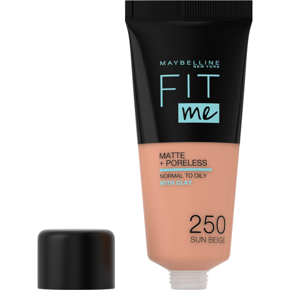 Maybelline New York Fit Me! Matte + Poreless Fond de teint 250 Beige Ensoleillé 30 MLT