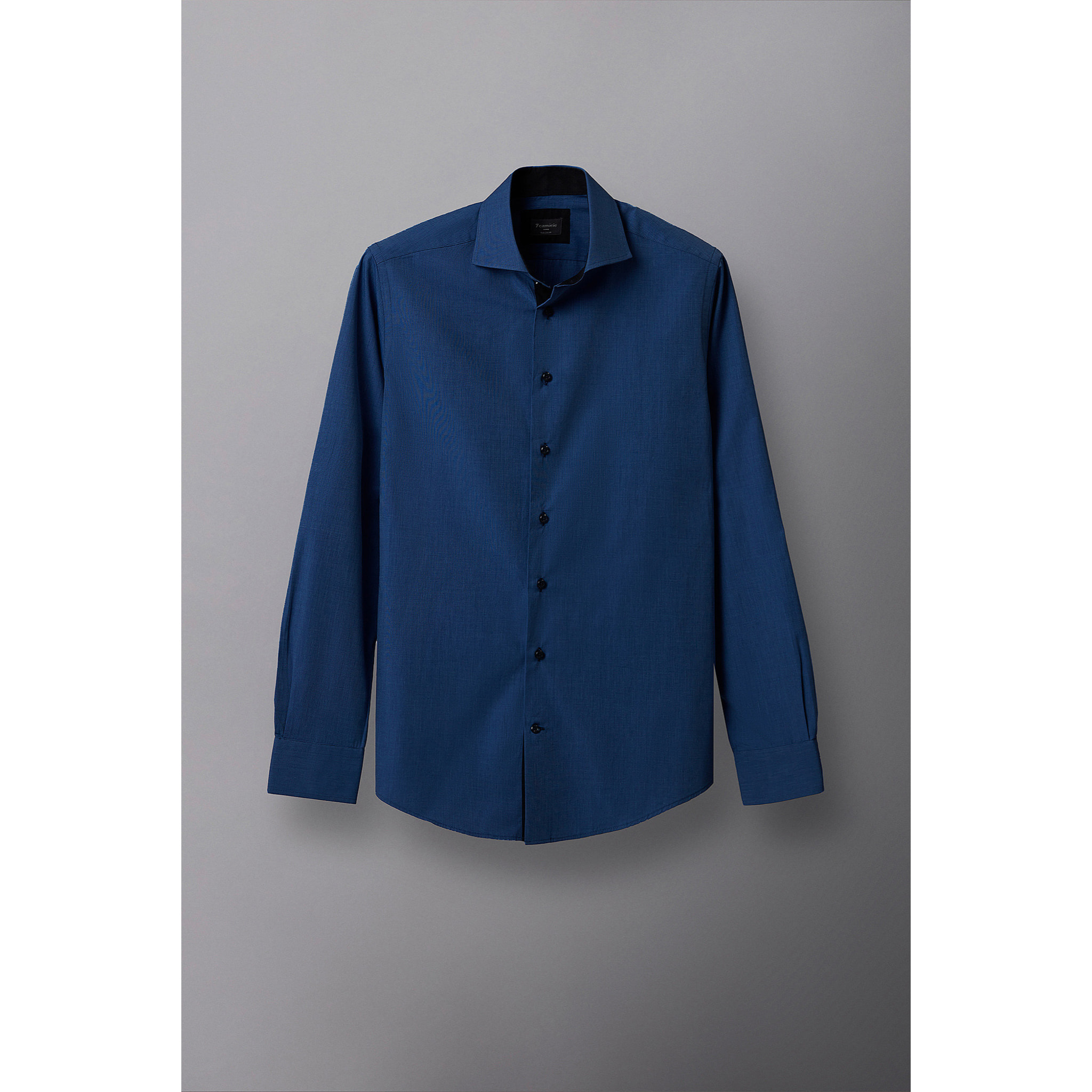 Camicia Uomo 1 Bottone Morbido Fil a fil Unito Blu Inchiostro
