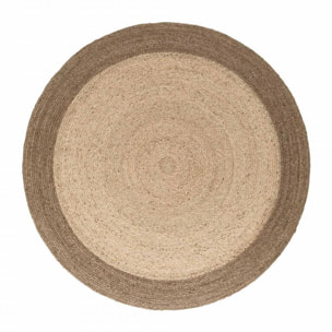 Tapis rond, motif simple authentique, voxa, jute tissé à la main