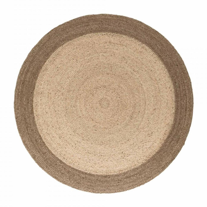 Tapis rond, motif simple authentique, voxa, jute tissé à la main