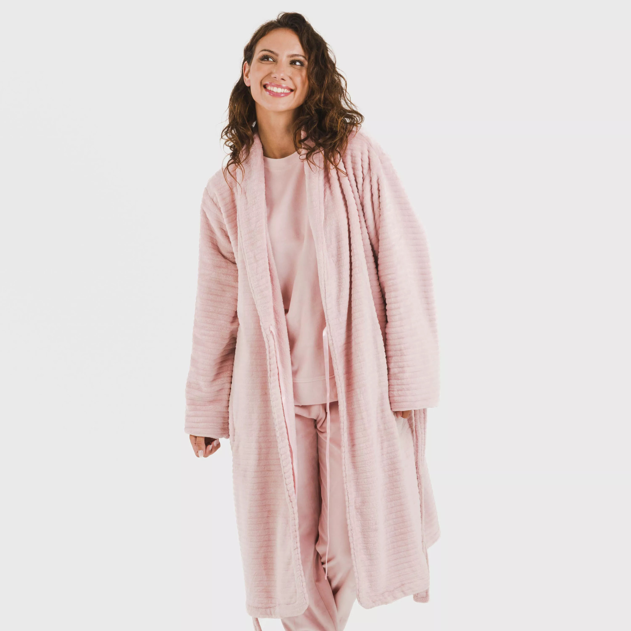 Bata terciopelo Raya lisa Rosa