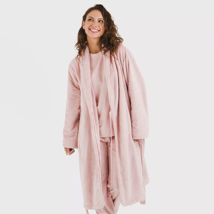 Bata terciopelo Raya lisa Rosa